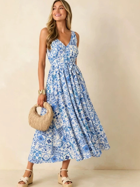 Linen Dress Wrap - 2026년 여름 대형 사이즈 플로럴 프린트