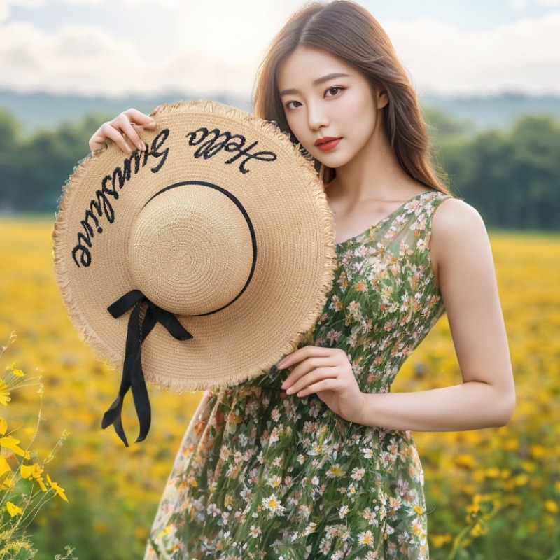 Hat Floppy Wide - 여성용 여름 플로피 비치 모자 1개,