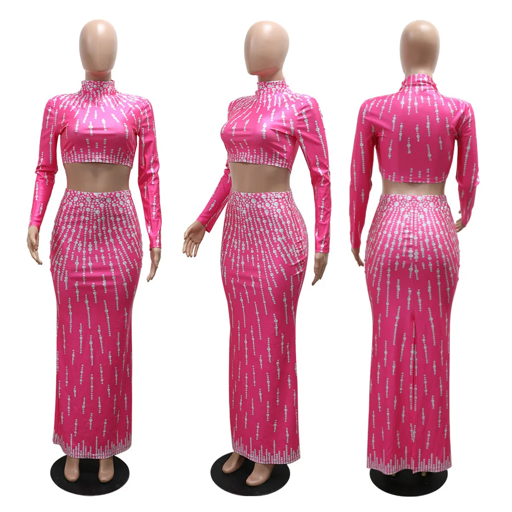 여성 세트 거리 긴 소매 인쇄 자르기 탑 + 높은 허리 - Crop Top Crochet 리뷰 및 가격