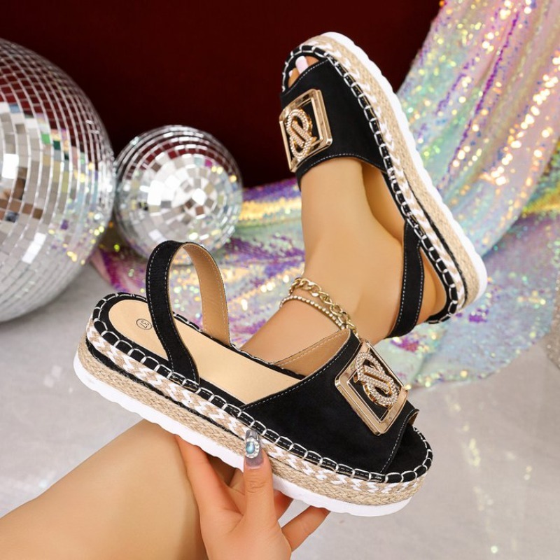 여성 플랫폼 에스파드리유 샌들, 라인스톤 메탈 버클 오 - Wedge Espadrille Women 리뷰 및 가격