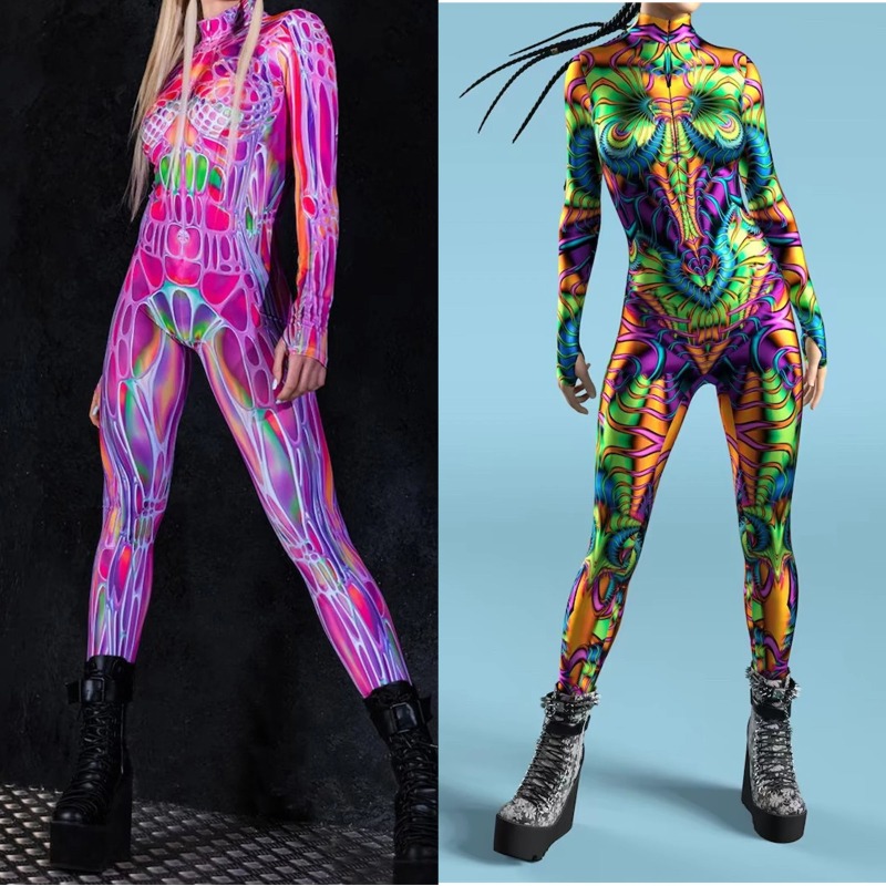 2026 여성 코스프레 패션 긴소매 3D 프린트 점프수 - Romper Floral Print 리뷰 및 가격