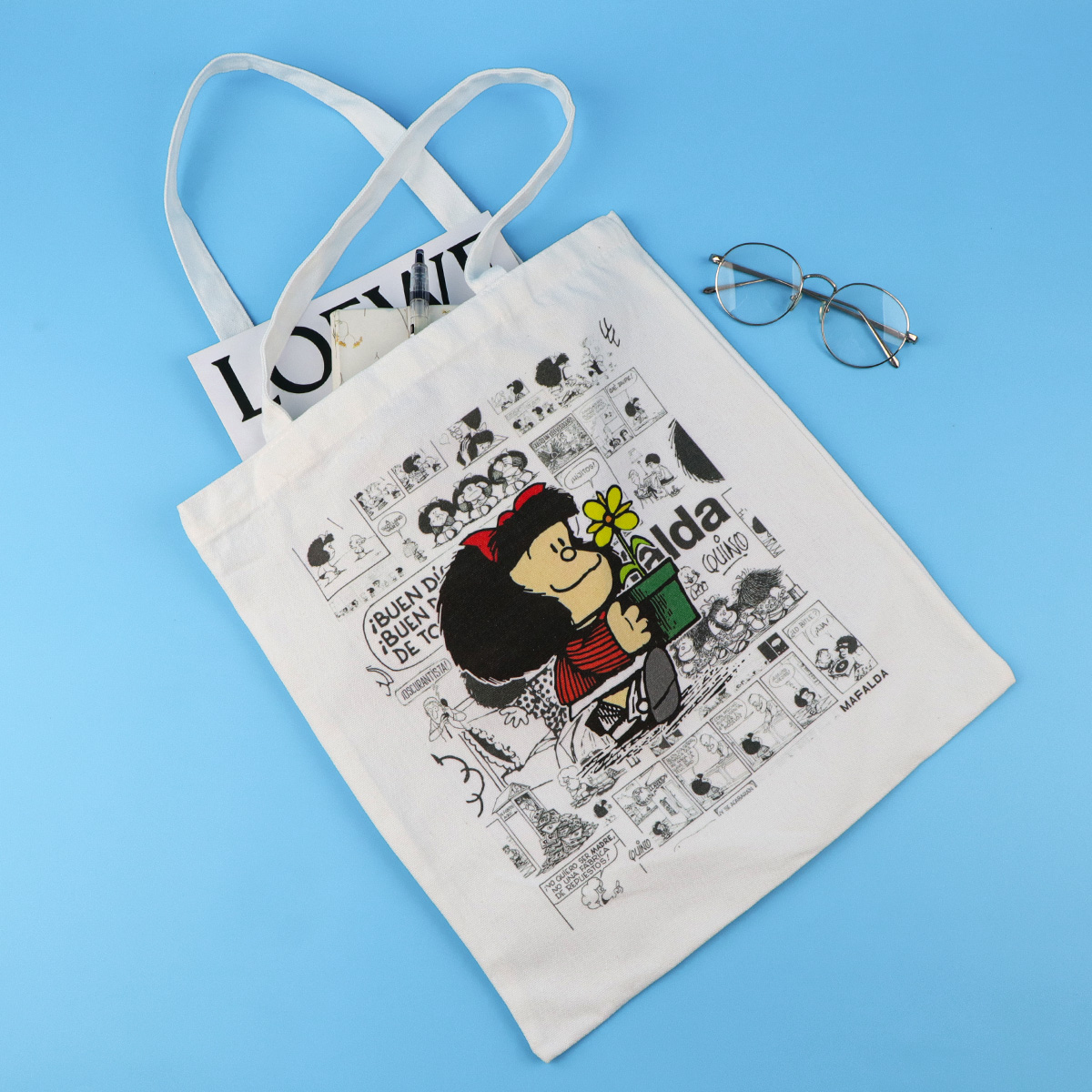 패션 캔버스 토트백 여성 만화 소녀 재사용 가능 에코  - Tote Bag Beach 리뷰 및 가격