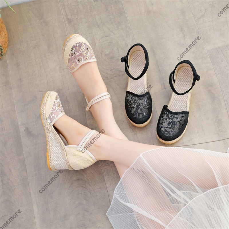 여성용 레이스 메쉬 에스파드리유 웨지 샌들 발목 스트랩 - Wedge Espadrille Women 리뷰 및 가격